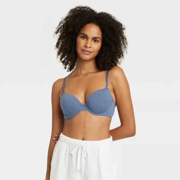 Auden Cotton T Shirt Bra Lightly Lined Demi Coverage Underwire 40C - Picture 1 of 5